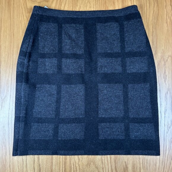 Eileen Fisher Merino Wool Windowpane Knit Pencil Skirt Gray – Women’s S - Picture 3 of 6